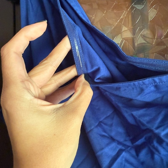 Cobalt Blue One Shoulder Side Slit Maxi Long Fitted Date Night Women’s Dress NWT - Picture 5 of 6